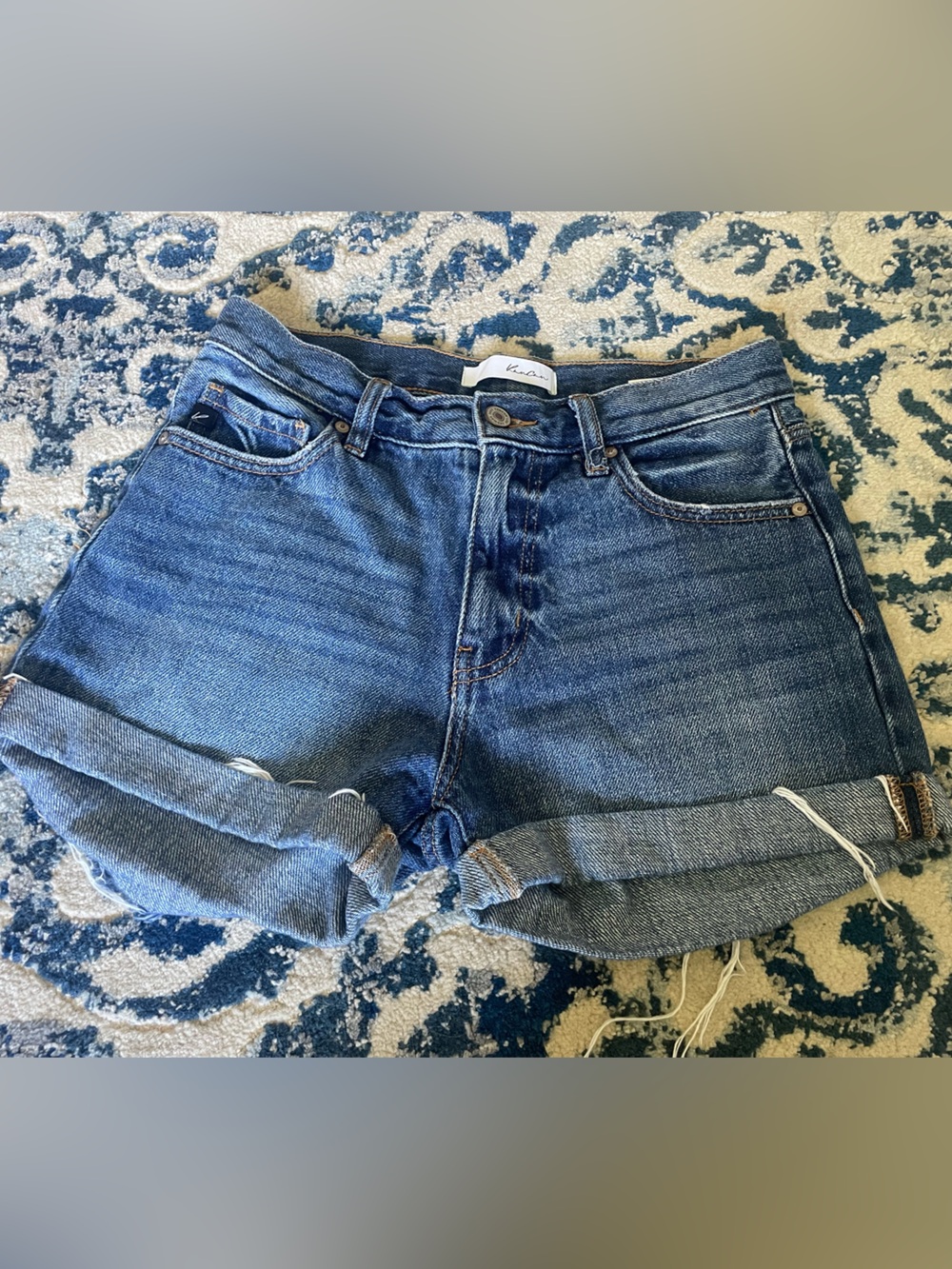 KanCan Rolled Cuff Boyfriend Denim Blue Jean Shorts